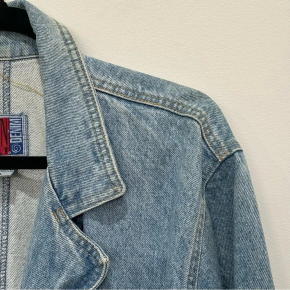 Vintage Sunbelt Jean/ Denim Long Sleeve Duster Cardigan Trench Coat Size M/L - Picture 3 of 12